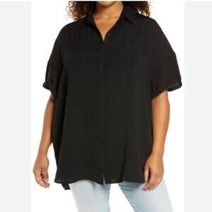 Treasure & Bond Black Button-Up Tunic Shirt Size 2X